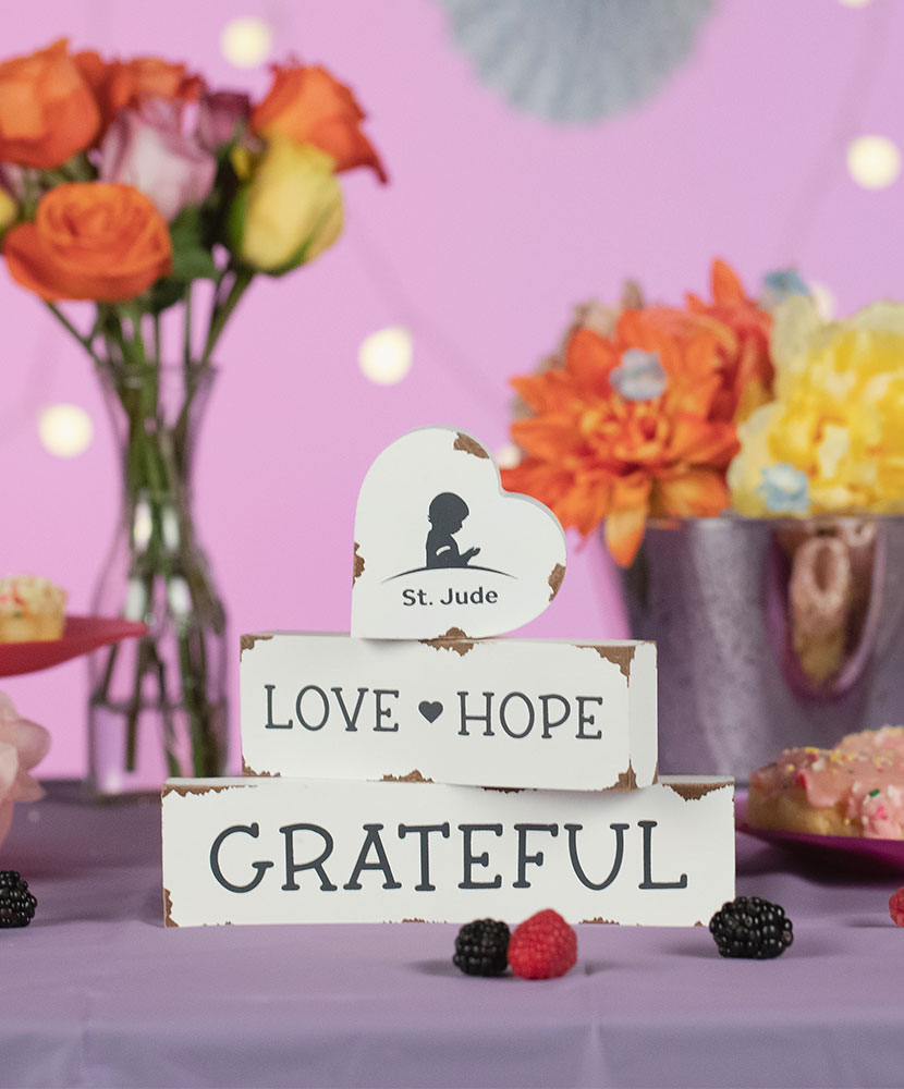 Love Hope Grateful Stacking Block Sign